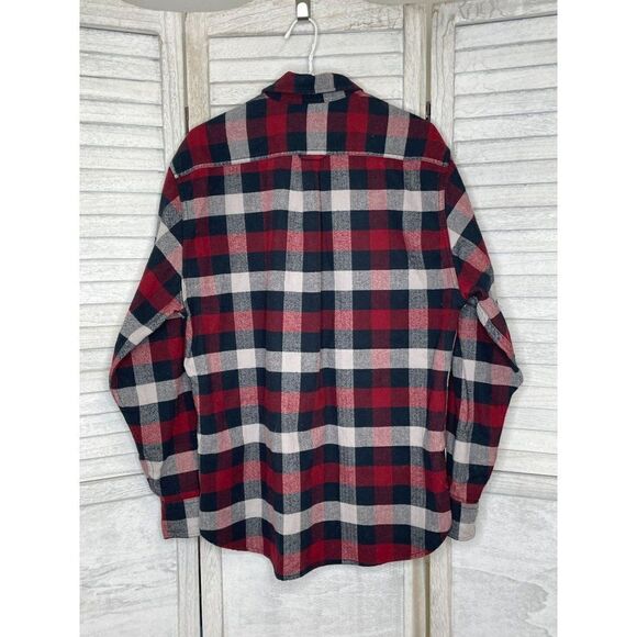 JACHS Men's Red & Black Plaid Flannel Button Down Shirt Size Large - Picture 2 of 7